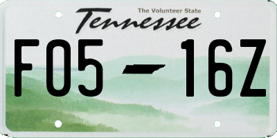 TN license plate F0516Z