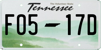 TN license plate F0517D
