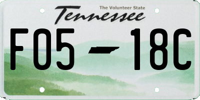TN license plate F0518C