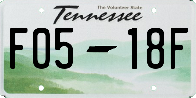 TN license plate F0518F