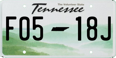TN license plate F0518J
