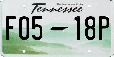 TN license plate F0518P