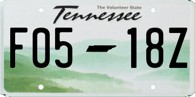 TN license plate F0518Z
