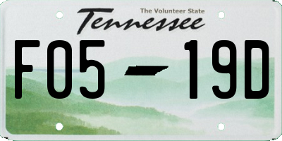 TN license plate F0519D
