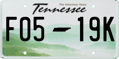 TN license plate F0519K