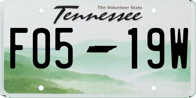 TN license plate F0519W
