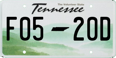 TN license plate F0520D