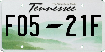 TN license plate F0521F