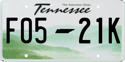 TN license plate F0521K