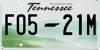 TN license plate F0521M