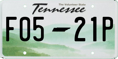 TN license plate F0521P