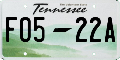 TN license plate F0522A