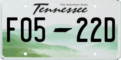 TN license plate F0522D
