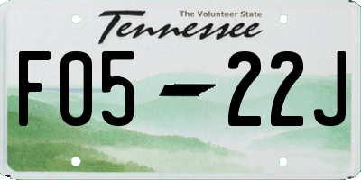TN license plate F0522J