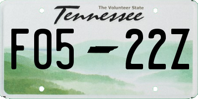 TN license plate F0522Z