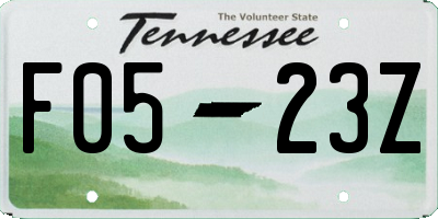 TN license plate F0523Z