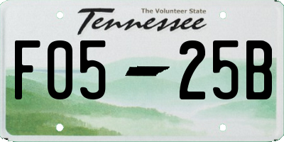 TN license plate F0525B