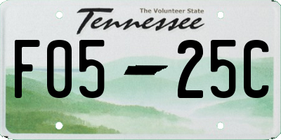 TN license plate F0525C