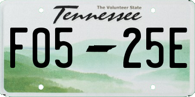 TN license plate F0525E