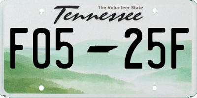 TN license plate F0525F