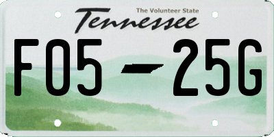 TN license plate F0525G