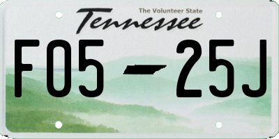 TN license plate F0525J