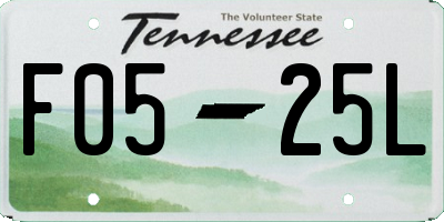 TN license plate F0525L