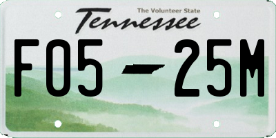 TN license plate F0525M