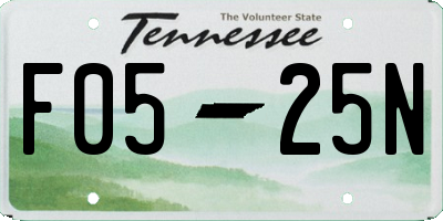 TN license plate F0525N