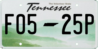 TN license plate F0525P