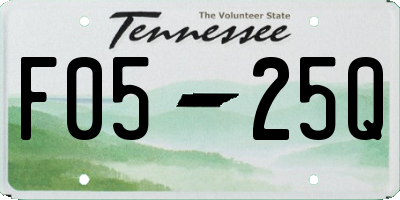 TN license plate F0525Q