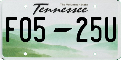TN license plate F0525U