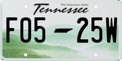 TN license plate F0525W