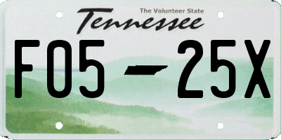 TN license plate F0525X