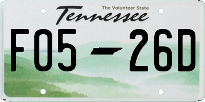 TN license plate F0526D
