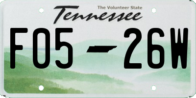 TN license plate F0526W