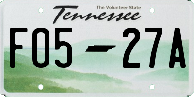 TN license plate F0527A