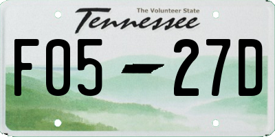 TN license plate F0527D