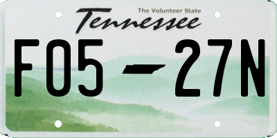 TN license plate F0527N