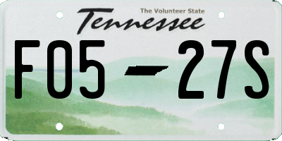 TN license plate F0527S