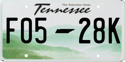 TN license plate F0528K