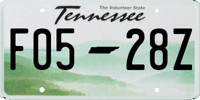 TN license plate F0528Z