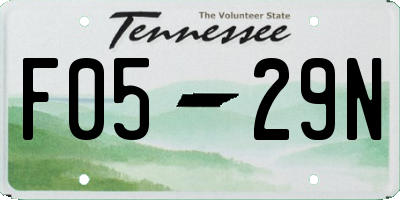 TN license plate F0529N
