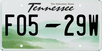 TN license plate F0529W