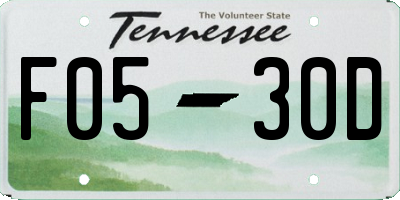 TN license plate F0530D