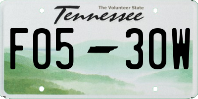 TN license plate F0530W