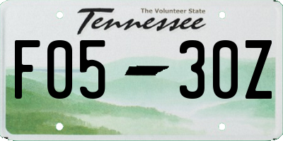 TN license plate F0530Z