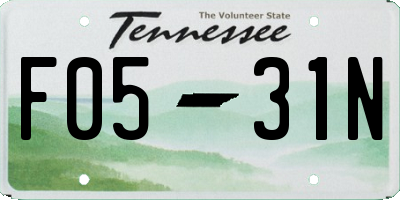 TN license plate F0531N