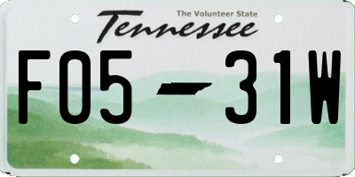 TN license plate F0531W