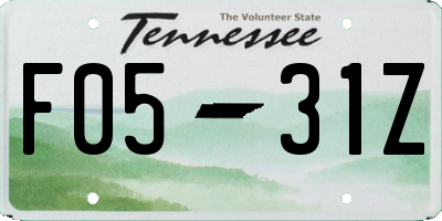 TN license plate F0531Z